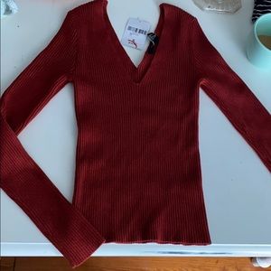 Deep v neck fitted sweater